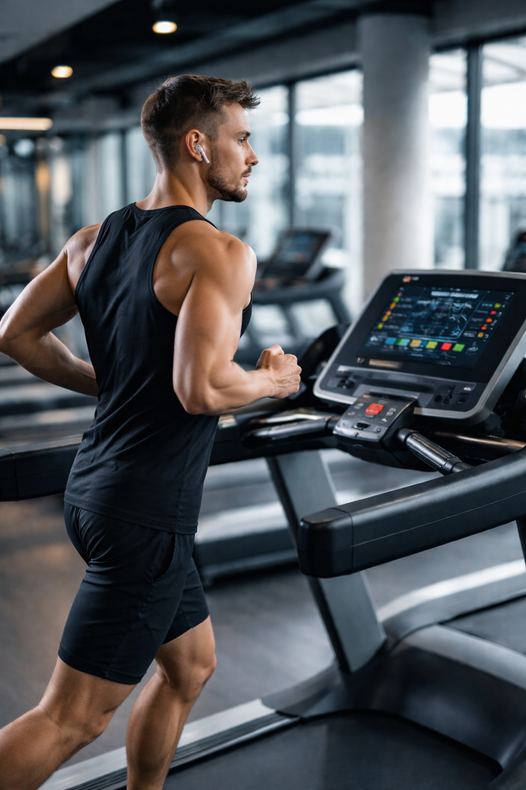 Muskarac trci na traci za trcanje